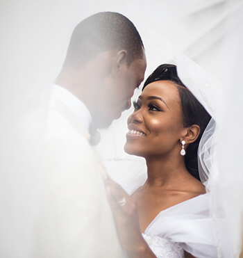 A couple at their wedding party